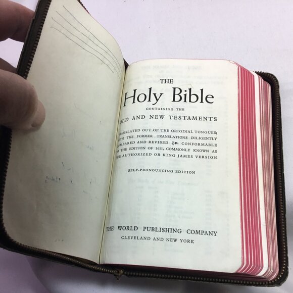 Holy Bible Illustrated KJV Self-Pronouncing Edition Zippered World Pub Vintage - Picture 9 of 15